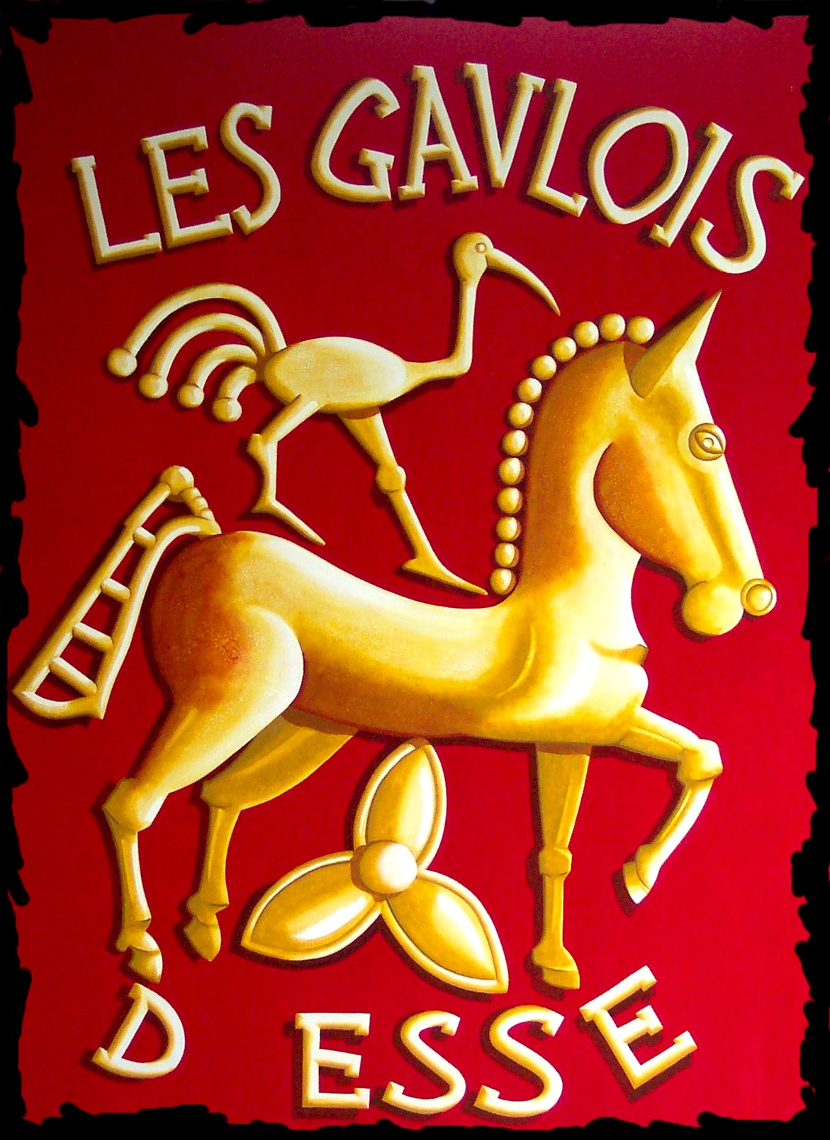 logo de l'association Les Gaulois d'Esse avec un cheval sur fond rouge